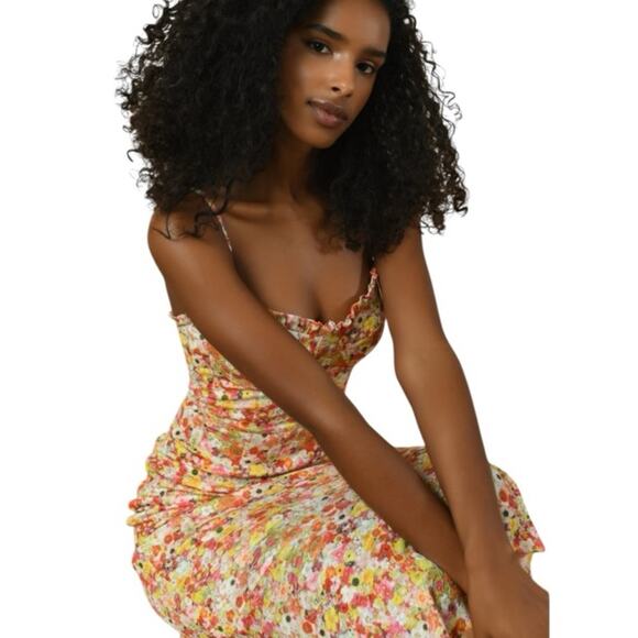 Huch Floral Dress Spaghetti Strap Large Sweetheart Neckline - Picture 9 of 9